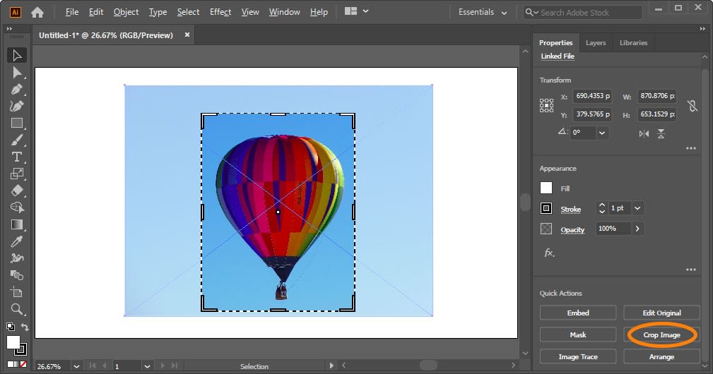 crop image tool illustrator